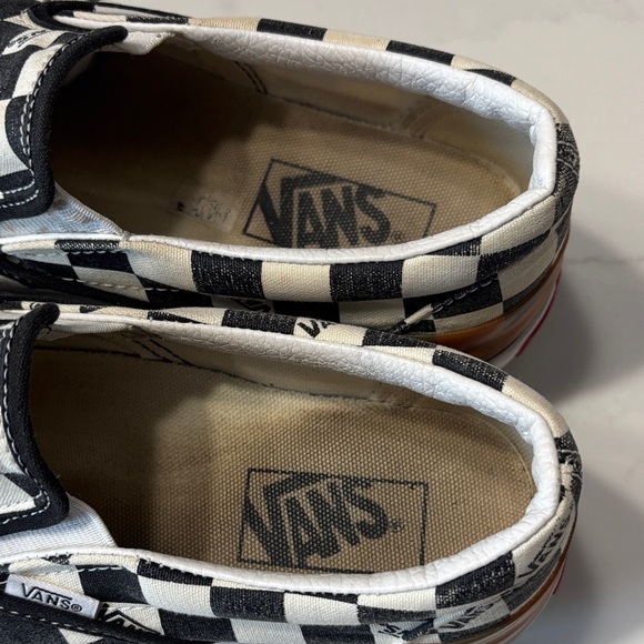 Vans Women's Checkered Slip-On Sneakers - Black, White, and Brown - Picture 9 of 15